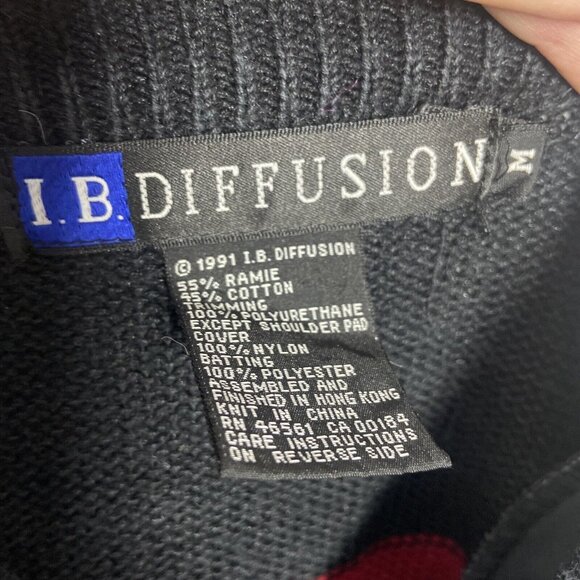 VTG 90s I.B. Diffusion geometric shape heart colorfull sweater size Medium - Picture 4 of 10